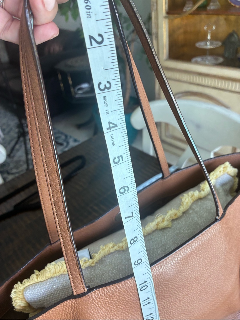 TORY BURCH Large Cognac Brown Leather Tote Bag - Picture 6 of 10